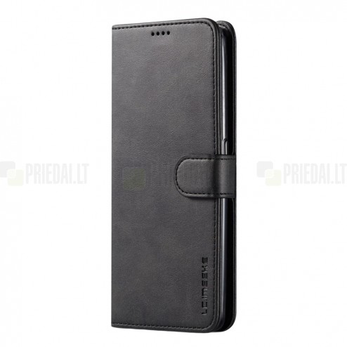 Samsung Galaxy A80 (A805F) Lc.Imeeke atverčiamas juodas odinis retro dėklas - piniginė