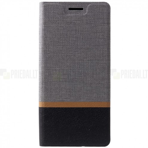 „Cross“ Texture Leather serijos Samsung Galaxy A9 2018 (A9 Star Pro) pilkas odinis atverčiamas dėkla