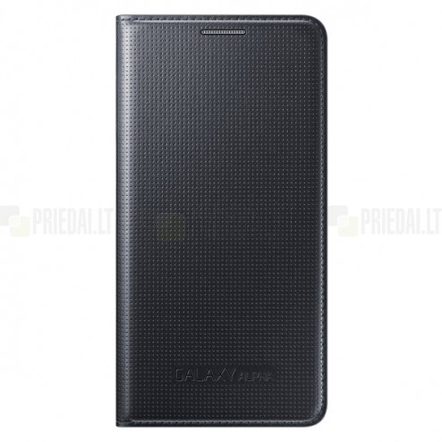 Samsung Galaxy Alpha G850 originalus Flip Cover atverčiamas juodas odinis dėklas