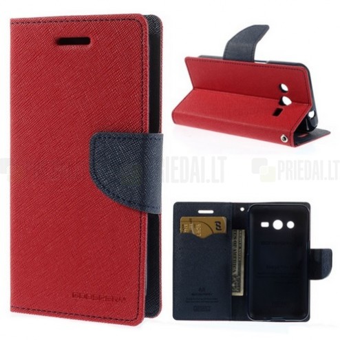 „Mercury“ Fancy Samsung Galaxy Core 2 (G355) raudonas odinis dėklas