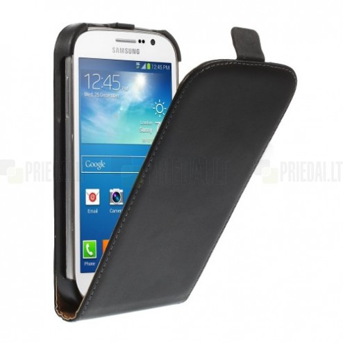 Samsung Galaxy Grand (Neo / Lite) klasikinis vertikaliai atverčiamas juodas odinis dėklas