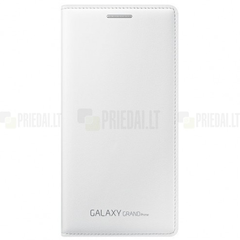 Samsung Galaxy Grand Prime (G530, G531) originalus Flip Wallet Cover atverčiamas baltas odinis dėklas - piniginė
