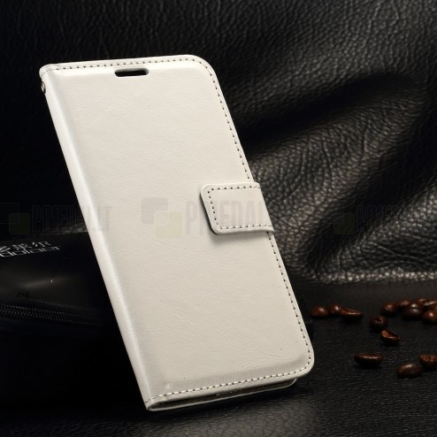 Samsung Galaxy Grand Prime (G530) atverčiamas baltas odinis dėklas - piniginė