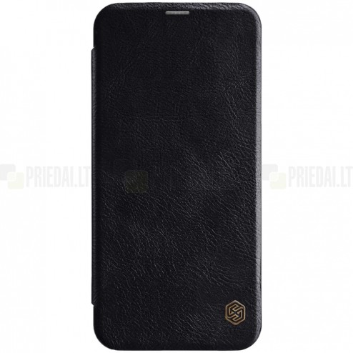 Prabangus „Nillkin“ Qin serijos juodas odinis atverčiamas Samsung Galaxy J4+ (J400F) dėklas