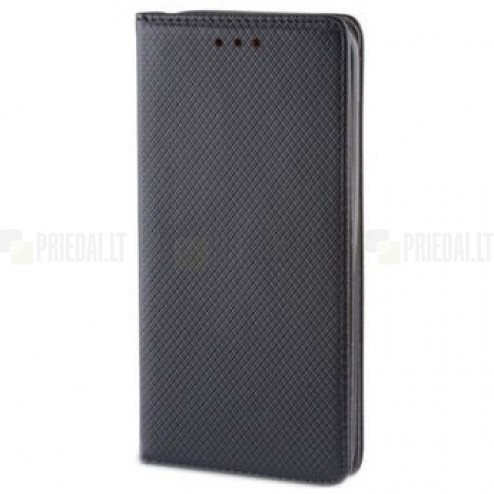 Samsung Galaxy J5 2015 (J500F) „Shell“ solidus atverčiamas juodas odinis dėklas - knygutė