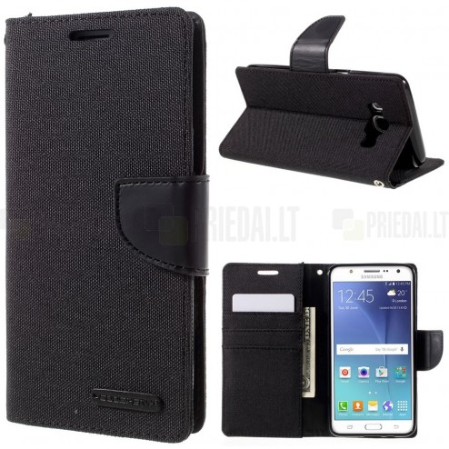 Samsung Galaxy J5 2016 (J510) Mercury juodas atverčiamas dėklas - piniginė