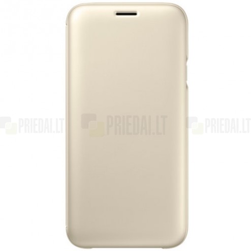 Samsung Galaxy J7 2017 (J730)  originalus Wallet Cover atverčiamas auksinis odinis dėklas - piniginė