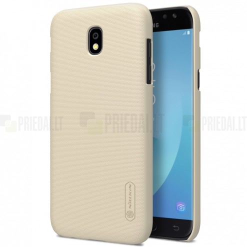 Samsung Galaxy J5 2017 (J530) Nillkin Frosted Shield auksinis plastikinis dėklas + apsauginė ekrano plėvelė