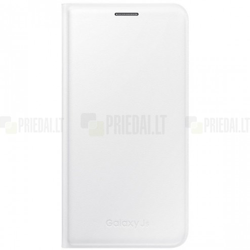 Samsung Galaxy J5 originalus Flip Wallet Cover atverčiamas baltas odinis dėklas - piniginė
