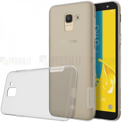 Samsung Galaxy J6 2018 (J600) Nillkin Nature plonas skaidrus (permatomas) silikoninis TPU pilkas dėklas