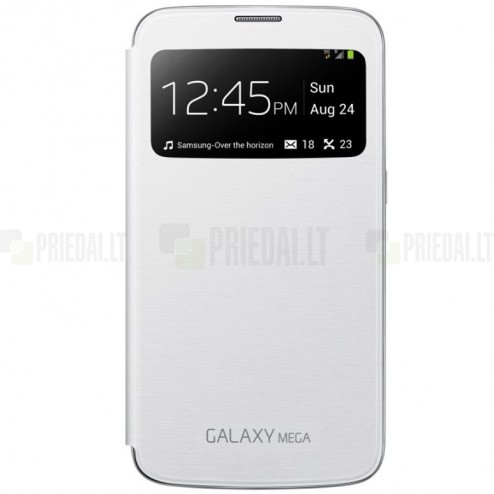 Samsung Galaxy Mega 6.3 (GT-19200, GT-I9205) originalus S View Cover atverčiamas baltas odinis dėklas