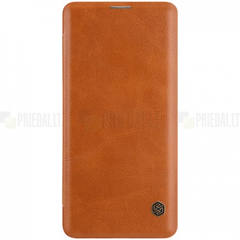 Prabangus „Nillkin“ Qin serijos rudas odinis atverčiamas Samsung Galaxy S10+ (G975)