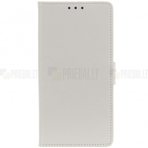 Samsung Galaxy Note 10 (N970F) atverčiamas baltas odinis dėklas - piniginė