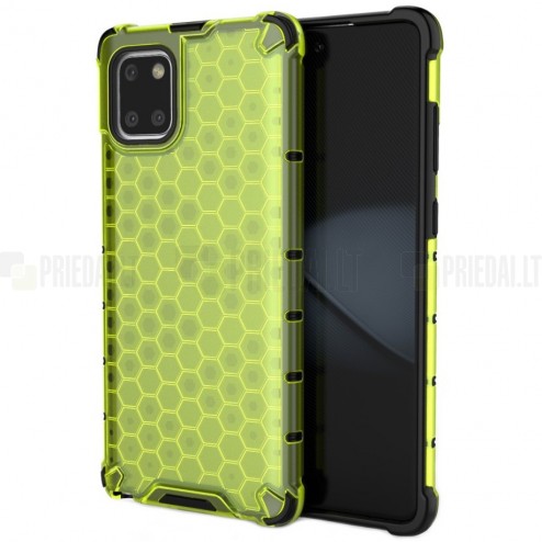 Honeycomb sustiprintos apsaugos Samsung Galaxy Note10 Lite (N770F) geltonas kieto silikono (TPU) ir plastiko dėklas 