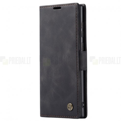 Samsung Galaxy Note 20 Ultra (N986F) CaseMe Retro solidus atverčiamas juodas odinis dėklas - knygutė