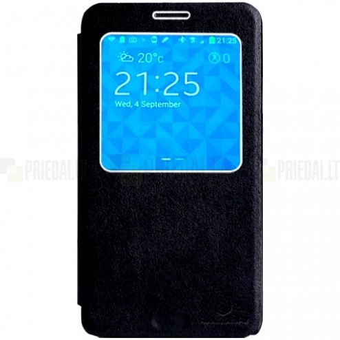 Samsung Galaxy Note 3 Nillkin Leather atverčiamas juodas dėklas