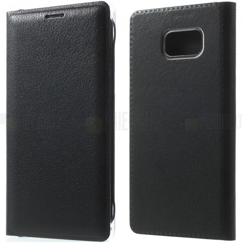 Samsung Galaxy Note 7 (N930) juodas odinis atverčiamas Smart Wallet dėklas - piniginė