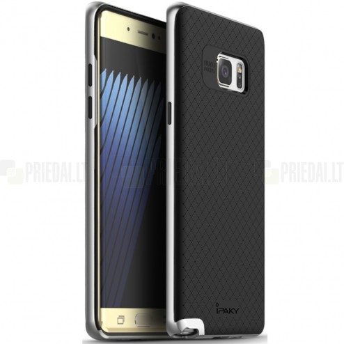 Samsung Galaxy Note 7 (N930) „IPAKY“ kieto silikono TPU juodas (sidabriniais apvadais) dėklas - nugarėlė