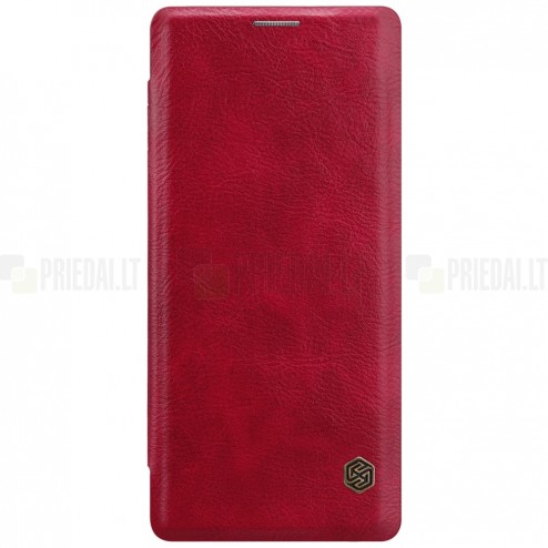Prabangus „Nillkin“ Qin serijos raudonas odinis atverčiamas Samsung Galaxy Note 8 (N950F) dėklas