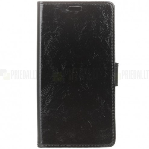Samsung Galaxy Note 9 (N960F) atverčiamas juodas odinis dėklas - piniginė