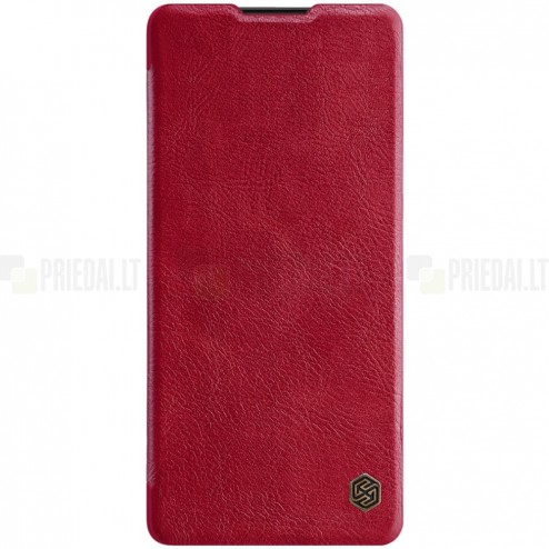 Prabangus Nillkin Qin serijos raudonas odinis atverčiamas Samsung Galaxy S10 Lite (G970)