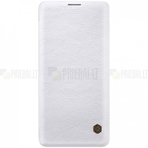 Prabangus „Nillkin“ Qin serijos baltas odinis atverčiamas Samsung Galaxy S10 (G973)