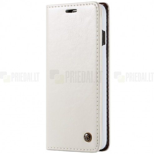 Samsung Galaxy S10+ (G975) „CaseMe“ solidus atverčiamas baltas odinis dėklas - knygutė