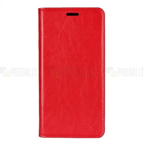 „Deluxe“ Samsung Galaxy S10+ (G975) raudonas odinis atverčiamas dėklas