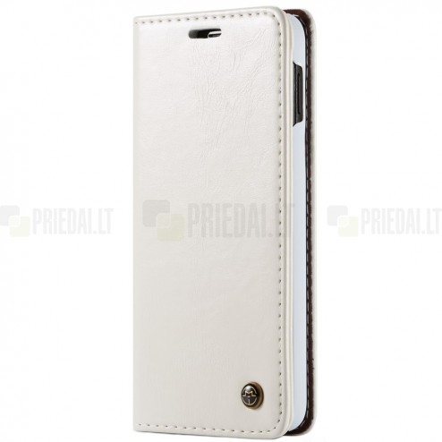 Samsung Galaxy S10e (G970) „CaseMe“ solidus atverčiamas baltas odinis dėklas - knygutė