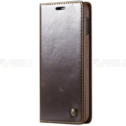 Samsung Galaxy S10e (G970) „CaseMe“ solidus atverčiamas rudas odinis dėklas - knygutė