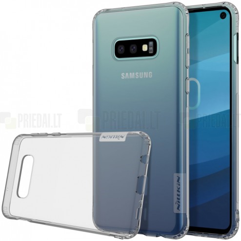 Samsung Galaxy S10e (G970) Nillkin Nature plonas skaidrus (permatomas) silikoninis TPU pilkas dėklas