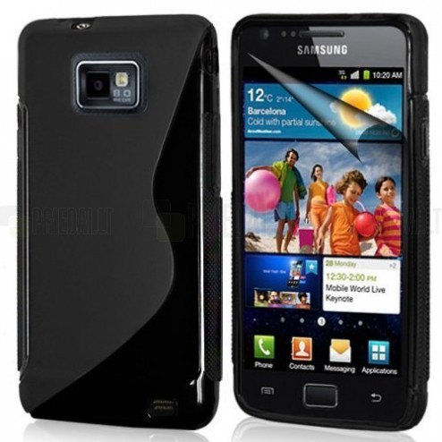 Samsung Galaxy S2 i9100 juodas silikoninis TPU dėklas (dėkliukas, nugarėlė)