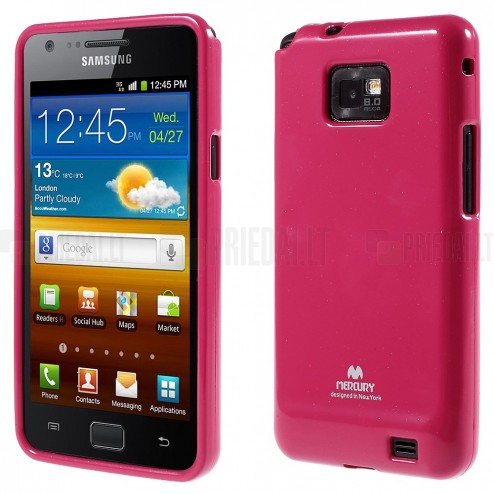 Samsung Galaxy S2 Mercury tamsiai rožinis kieto silikono tpu dėklas - nugarėlė