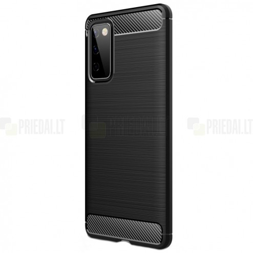 Samsung Galaxy S20 FE (Fan Edition) „Carbon“ kieto silikono TPU juodas dėklas - nugarėlė