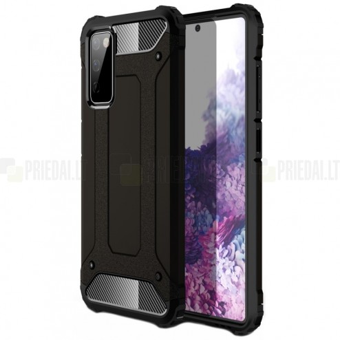 Sustiprintos apsaugos Samsung Galaxy S20 FE (Fan Edition) juodas kieto silikono (TPU) ir plastiko dėklas 