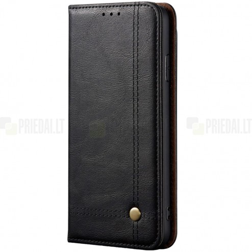 Deluxe atverčiamas juodas odinis Samsung Galaxy S20 (G980) dėklas - knygutė