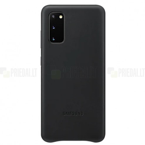 Samsung Galaxy S20 (G980) Leather Cover juodas odinis dėklas
