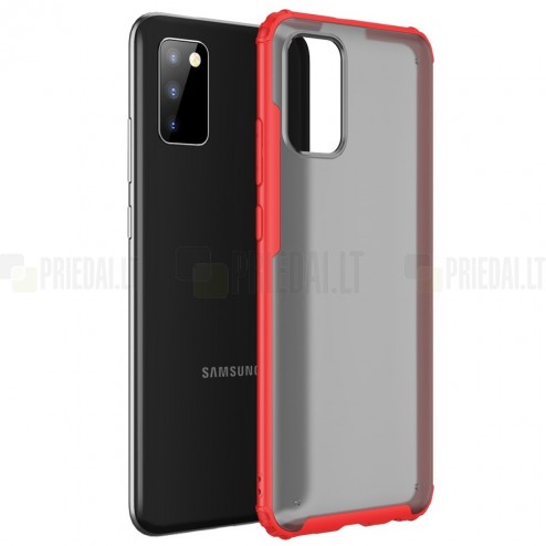 Samsung Galaxy A02s A025 (166.5x75.9x9.2mm) Armor skaidrus raudonos spalvos apvadais kieto silikono (TPU) dėklas