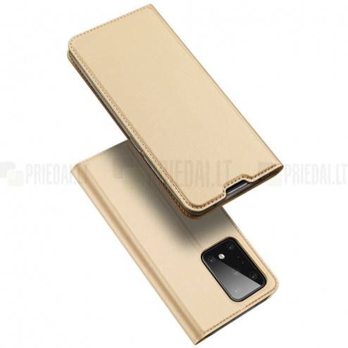 Samsung Galaxy S20 Ultra (G988) Dux Ducis Skin serijos auksinis odinis atverčiamas dėklas - knygutė