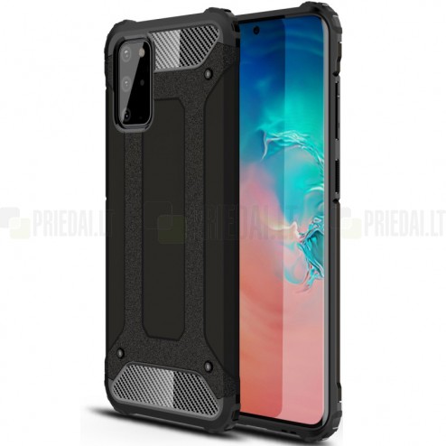 Sustiprintos apsaugos Samsung Galaxy S20+ Plus (G985) juodas kieto silikono (TPU) ir plastiko dėklas