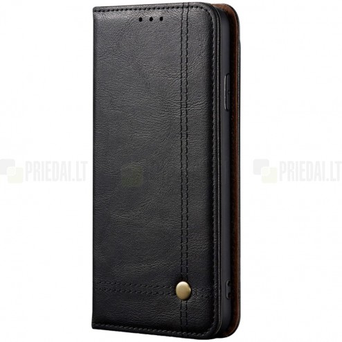 Deluxe atverčiamas juodas odinis Samsung Galaxy S20 Ultra (G988) dėklas - knygutė