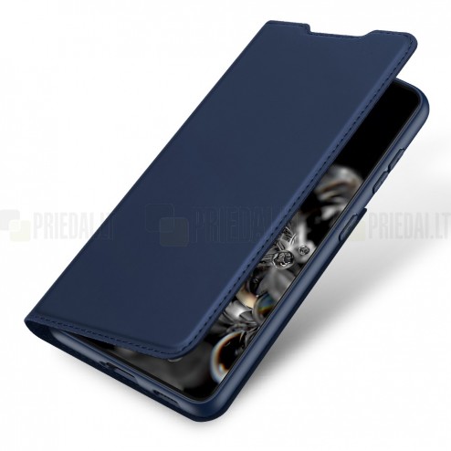Dux Ducis Skin serijos Samsung Galaxy S21 (G991B) mėlynas odinis atverčiamas dėkla