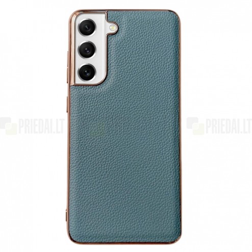„Litchi“ Leather Samsung Galaxy S21 FE (Fan Edition) 5G šviesiai mėlynas odinis dėklas - nugarėlė