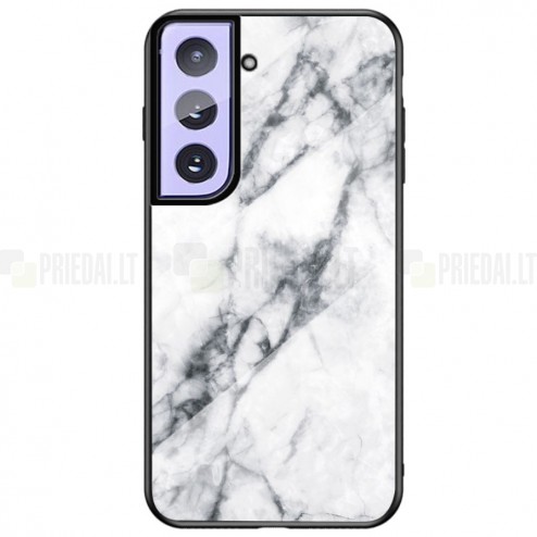 Samsung Galaxy S21 (G991B) „Marble“ kieto silikono TPU baltas dėklas - nugarėlė
