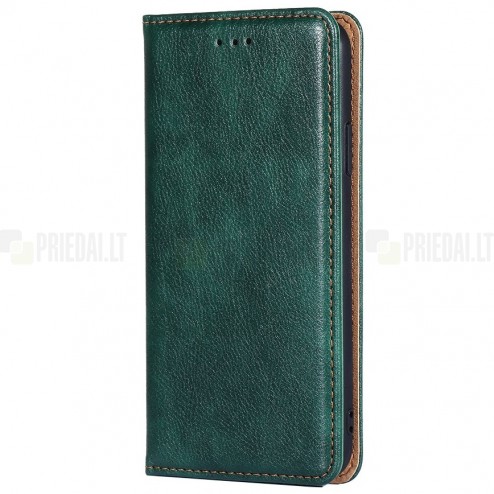 Solidus Samsung Galaxy S21+ (G996B) žalias odinis atverčiamas dėkla