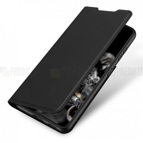 Dux Ducis Skin serijos Samsung Galaxy S21 Ultra (G998B) juodas odinis atverčiamas dėkla