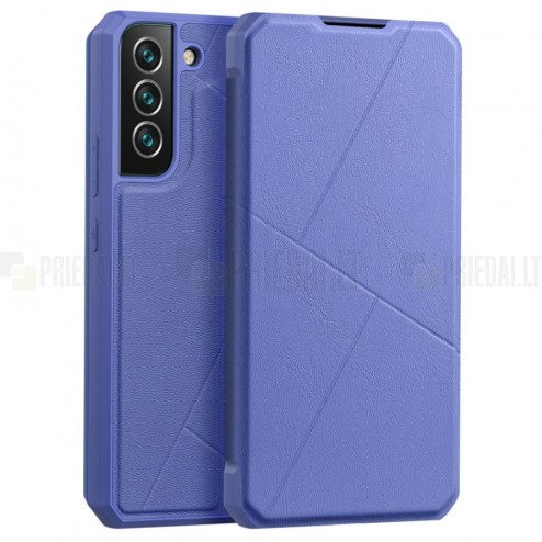 Dux Ducis Skin X serijos Samsung Galaxy S22+ 5G (SM-S906X) mėlynas odinis atverčiamas dėklas