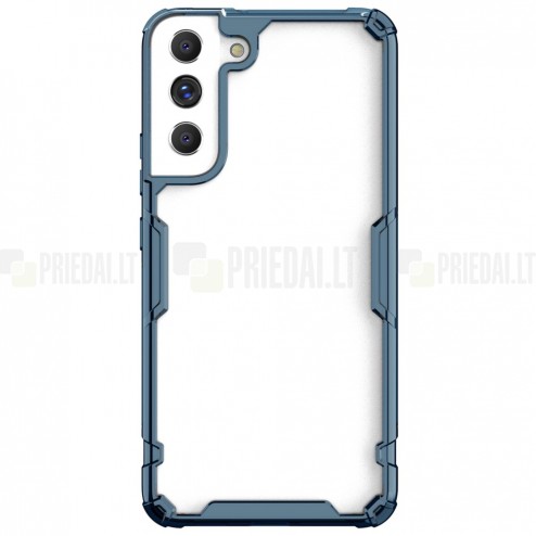 „Nillkin“ Nature TPU Pro Samsung Galaxy S22+ 5G (SM-S906X) skaidrus sustiprintos apsaugos kieto silikono mėlynas dėklas