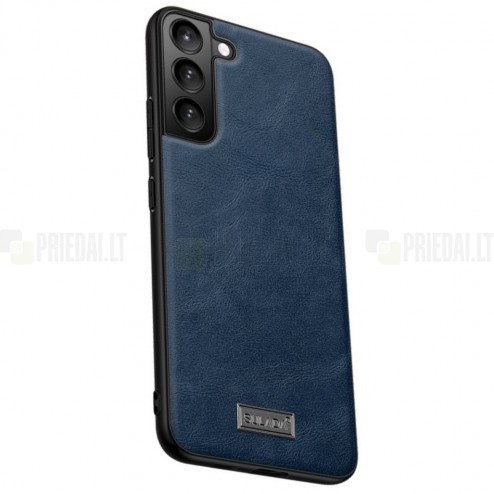 „„Sulada“ Leather Samsung Galaxy S22+ 5G (SM-S906X) mėlynas odinis dėklas - nugarėlė