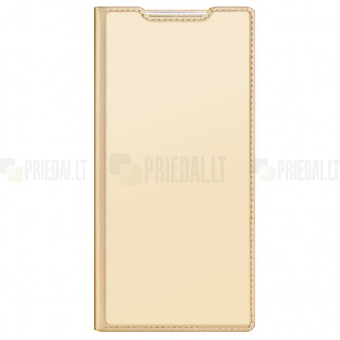 „Dux Ducis“ Skin serijos Samsung Galaxy S22 Ultra 5G (SM-S908X) auksinis odinis atverčiamas dėklas